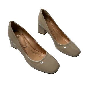Donald Pliner Women Audry Patent Leather Block Heel Pumps Size 7.5M Taupe